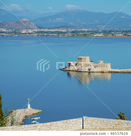port of Nafplio and Bourtzi castle, in Greece port of Nafplio and Bourtzi castle, in Greece 98537628