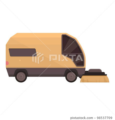 Street sweeper icon cartoon vector. Road truck.... - Stock Illustration ...