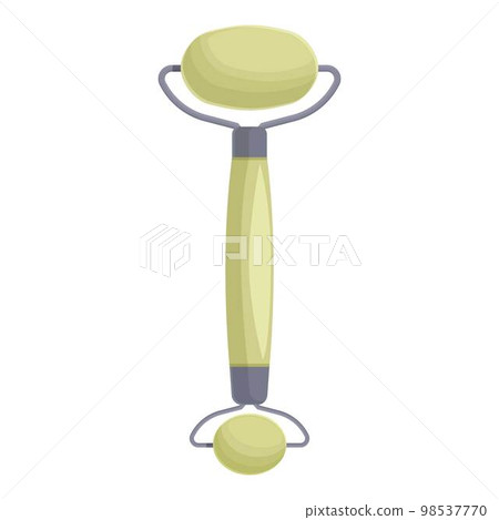 Gold facial roller icon cartoon vector. Face skin. Cosmetic stone 98537770
