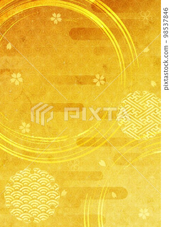 刷櫻花圖案金葉背景_垂直 1608 98537846