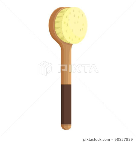 Sticker brush icon cartoon vector. Wood tool. Spa care 98537859