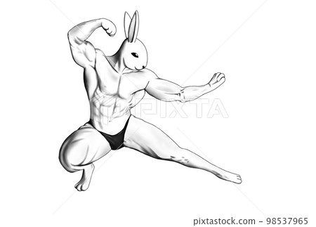 Muscular white rabbit 98537965