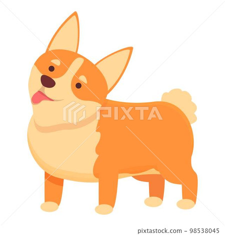 Funny pet icon cartoon vector. Cute corgi. Canine royal 98538045