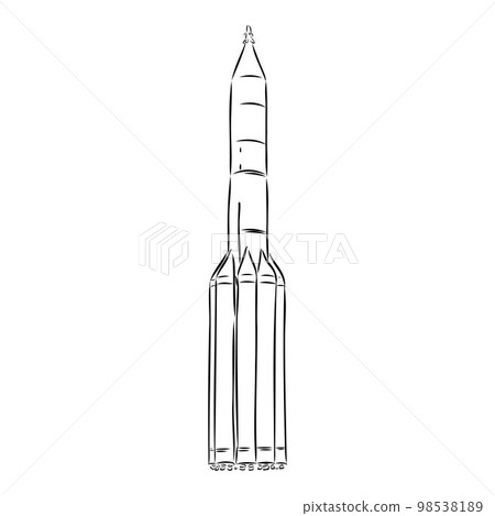 Hand drawn illustration of a geometric space shuttle. Design in dot art style with engraved elements. Sketch isolated on vintage background. Space rocket launch. Concept for start up, release etc. Hand drawn illustration of a geometric space shuttle. Design in dot art style with engraved elements. Sketch isolated on vintage background. Space rocket launch. Concept for start up, release etc. 98538189