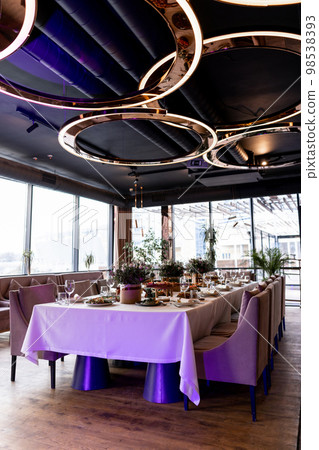 food and drinks on the table in the restaurant on the wedding day luxury 98538393