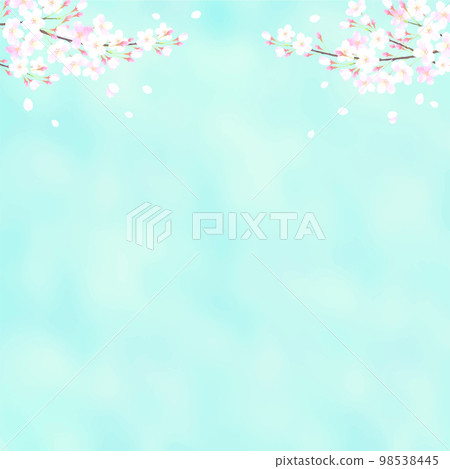 Vector illustration background with blue sky and cherry blossoms watercolor touch 98538445