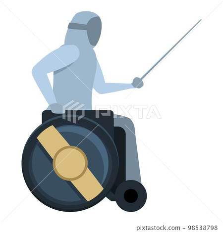 Wheelchair fencing icon cartoon vector. Sport exercise. Person player Wheelchair fencing icon cartoon vector. Sport exercise. Person player 98538798