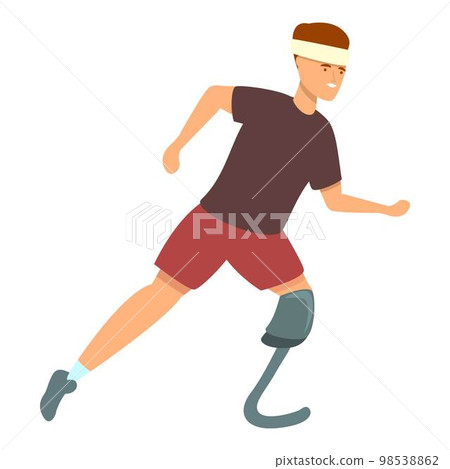 Disabled running sport icon cartoon vector. Athlete disability. Training exercise Disabled running sport icon cartoon vector. Athlete disability. Training exercise 98538862