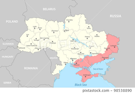 Political map of Ukraine with borders 98538890