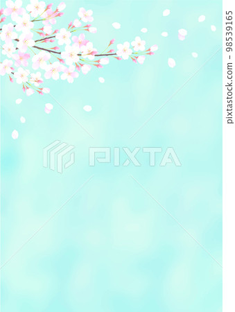 Vector illustration background with blue sky and cherry blossoms watercolor touch 98539165