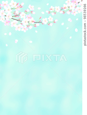 Vector illustration background with blue sky and cherry blossoms watercolor touch 98539166