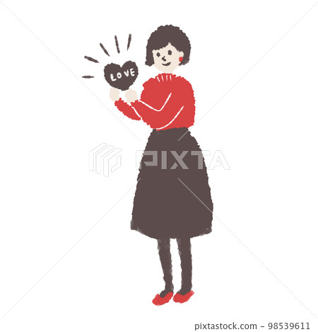 情人節/巧克力/巧克力/告白/LOVE/女人的插畫素材 98539611