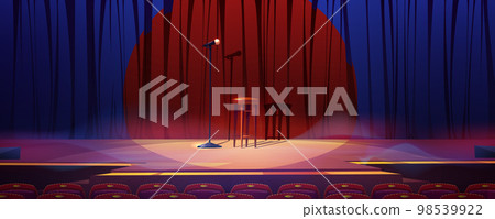 Empty stage ready for stand up show or concert Empty stage ready for stand up show or concert 98539922