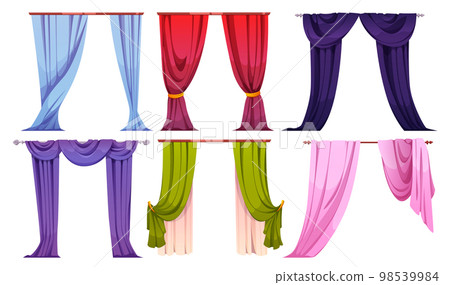 Cartoon set of color curtains isolated on white 98539984
