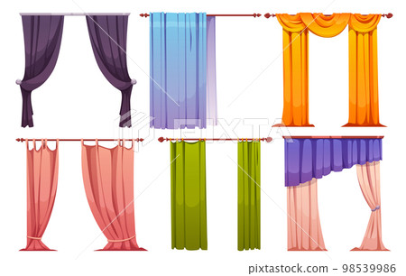 Cartoon set of color curtains isolated on white 98539986