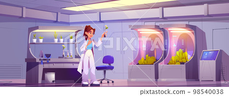 Woman scientist in laboratory learning plants Woman scientist in laboratory learning plants 98540038