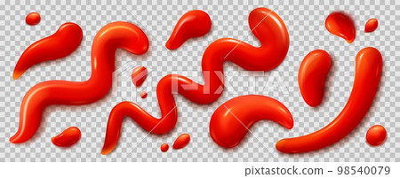 Red tomato sauce, ketchup stains and smears 98540079