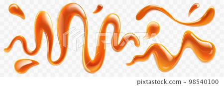 Realistic set of caramel drops and stains png 98540100