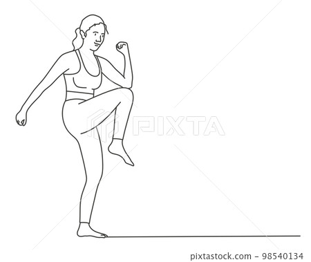 Sport training. Young woman. 98540134