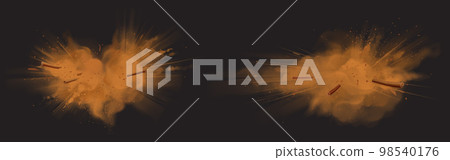 Clouds of cinnamon bark powder and strips 98540176