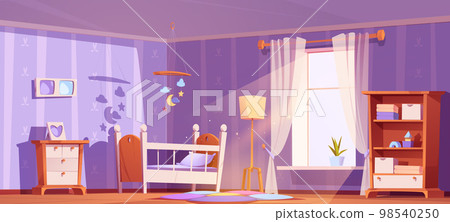 Baby room, nursery bedroom with cot bed 98540250