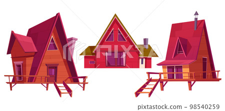 Winter houses, wooden chalet for mountain village 98540259