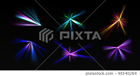 Bright light beams, laser rays, neon glow effect Bright light beams, laser rays, neon glow effect 98540269