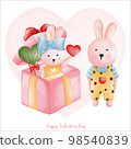 Rabbit in love, Rabbit couple, Watercolor Rabbit Valentine day, Easter Bunny 98540839