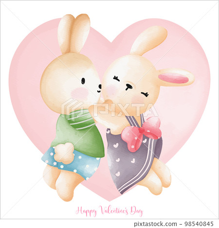 Rabbit in love, Rabbit hug together, Watercolor Rabbit Valentine day, Easter Bunny Rabbit in love, Rabbit hug together, Watercolor Rabbit Valentine day, Easter Bunny 98540845