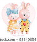 Rabbit in love, Rabbit couple, Watercolor Rabbit Valentine day, Easter Bunny 98540854