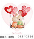 Rabbit in love, Rabbit couple, Watercolor Rabbit Valentine day, Easter Bunny 98540856