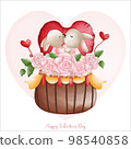 Rabbit in love, Rabbit kiss together, Watercolor Rabbit Valentine day, Easter Bunny 98540858