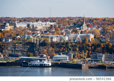 Levis city autumn landscape view. Fall foliage season in Quebec, Canada. Levis city autumn landscape view. Fall foliage season in Quebec, Canada. 98541366