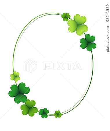St. Patrick's Day, elegant oval frame with shamrock leaves isolated on white background. Postcard, banner, vector St. Patrick's Day, elegant oval frame with shamrock leaves isolated on white background. Postcard, banner, vector 98541529
