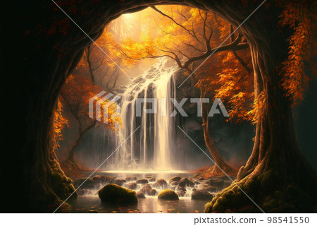 forest, waterfall, autumn 98541550