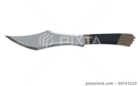 Military hunting knife. Combat weapon blade, vector model type. Trapper sword or hunter knife blade. Protection concept. Warrior blade or jackknife on white background 98541629