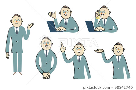 Business person with various facial expressions to solve your worries Expression collection set Illustration material 98541740