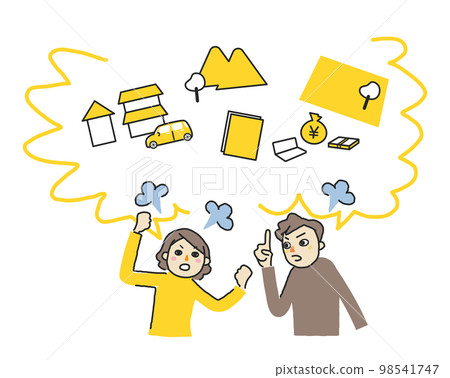 Siblings arguing about inheritance Illustration material Siblings arguing about inheritance Illustration material 98541747