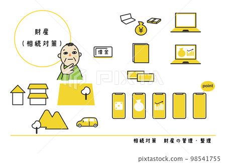 A man who thinks about inheriting assets set illustration material 98541755
