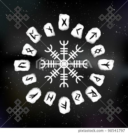 Viking runes white grunge stones universe-插圖素材 [98541797] - PIXTA圖庫