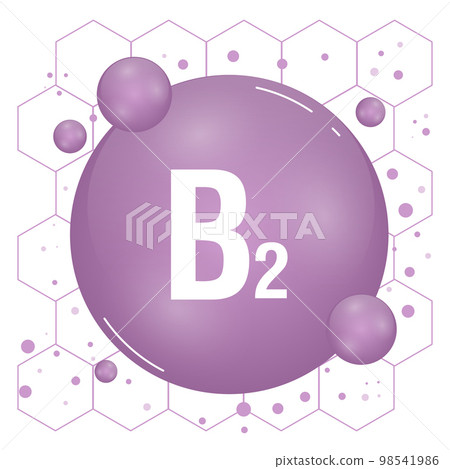 Vitamin B2 shining pill capcule icon. Vitamin complex with chemical formula, group B, riboflavin. Shining substance drop. Meds for heath ads. Vector illustration Vitamin B2 shining pill capcule icon. Vitamin complex with chemical formula, group B, riboflavin. Shining substance drop. Meds for heath ads. Vector illustration 98541986