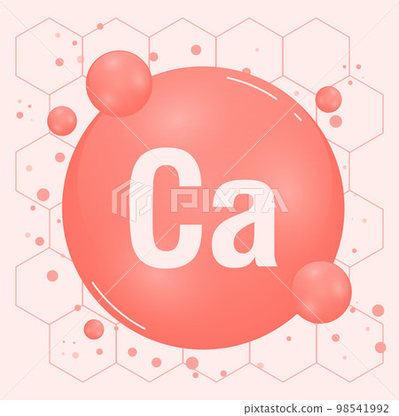 Calcium, Ca minerals for health. Mineral vitamin complex. Medical and dietary supplement health care concept. Vector illustration 98541992