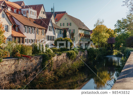 Old national German town house in Bietigheim-Bissingen, Baden-Wuerttemberg, Germany, Europe. Old Town is full of colorful and well preserved buildings. 98543832