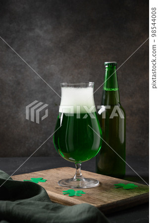 Patrick's day traditional green beer and bottle. 98544008
