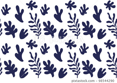 Hand drawn minimal abstract organic shapes pattern matisse style. Collage contemporary print. 98544290