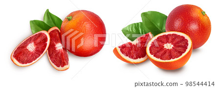 Blood red oranges isolated on white background. Top view. Flat lay 98544414