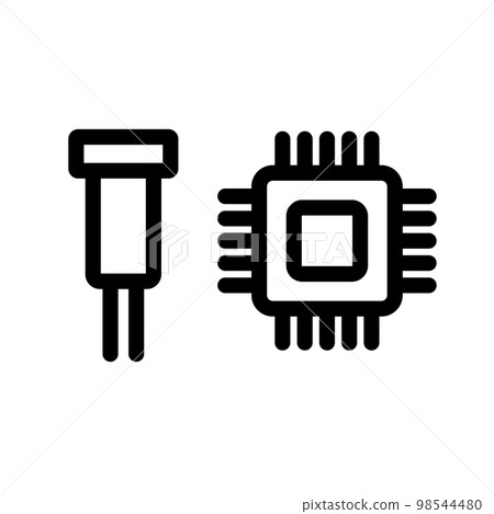Capacitor and CPU icon set. Electronic component icon. vector. 98544480