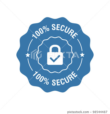 100 percent secure protection vector label. Badge or button for commerce website. Vector illustration 100 percent secure protection vector label. Badge or button for commerce website. Vector illustration 98544487