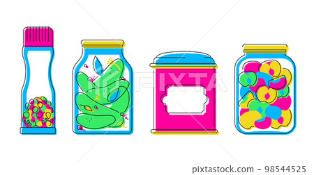 Home preparations and storage - line design style objects set Home preparations and storage - line design style objects set 98544525