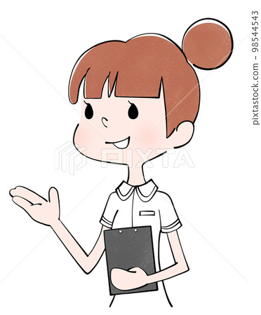 Illustration of a nurse (female) who guides you here Illustration of a nurse (female) who guides you here 98544543